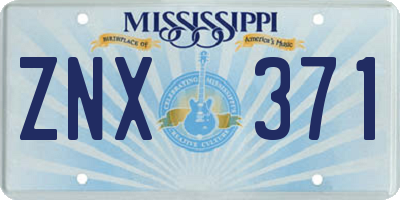 MS license plate ZNX371