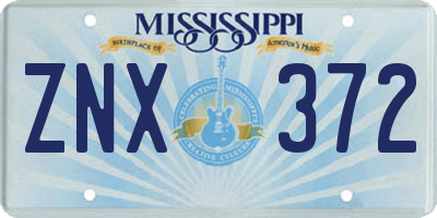 MS license plate ZNX372