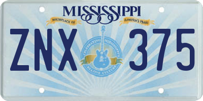 MS license plate ZNX375