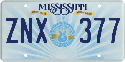 MS license plate ZNX377