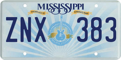 MS license plate ZNX383