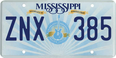 MS license plate ZNX385