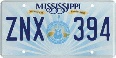 MS license plate ZNX394