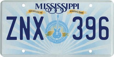MS license plate ZNX396