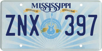 MS license plate ZNX397