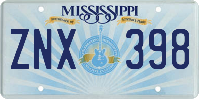 MS license plate ZNX398
