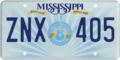 MS license plate ZNX405