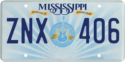 MS license plate ZNX406
