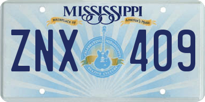 MS license plate ZNX409