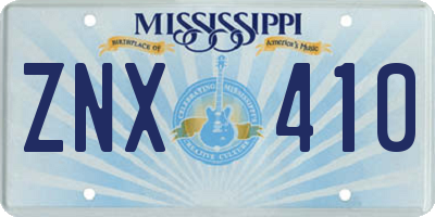 MS license plate ZNX410