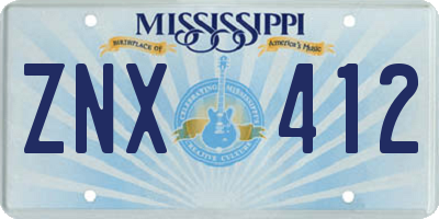 MS license plate ZNX412