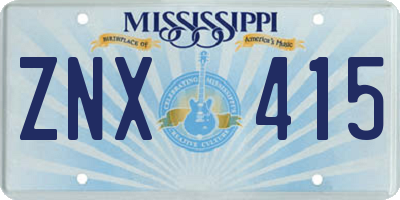 MS license plate ZNX415
