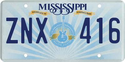 MS license plate ZNX416