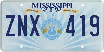MS license plate ZNX419