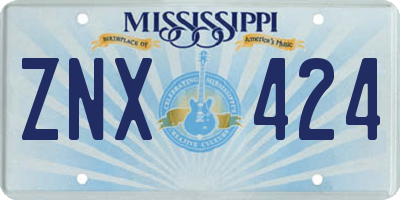 MS license plate ZNX424