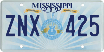 MS license plate ZNX425