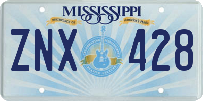 MS license plate ZNX428