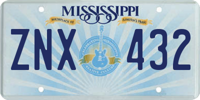 MS license plate ZNX432