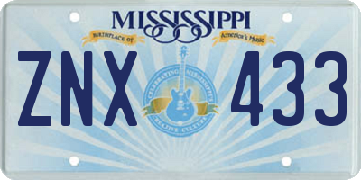 MS license plate ZNX433