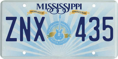MS license plate ZNX435