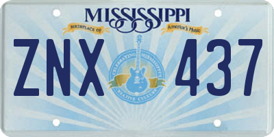 MS license plate ZNX437