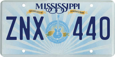 MS license plate ZNX440