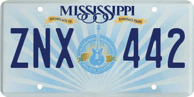 MS license plate ZNX442