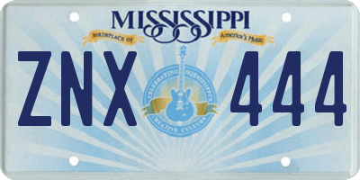MS license plate ZNX444