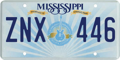 MS license plate ZNX446