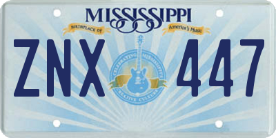 MS license plate ZNX447