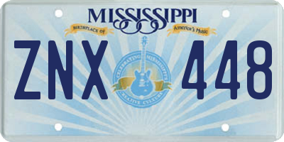 MS license plate ZNX448