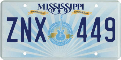 MS license plate ZNX449