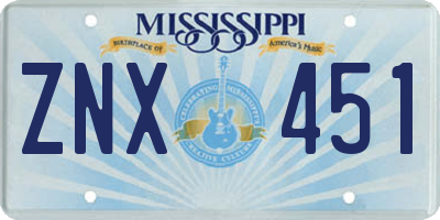MS license plate ZNX451