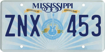 MS license plate ZNX453