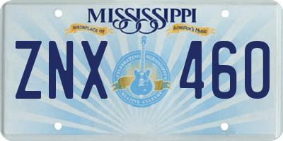 MS license plate ZNX460