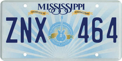 MS license plate ZNX464