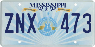 MS license plate ZNX473