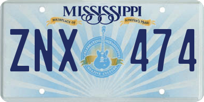 MS license plate ZNX474