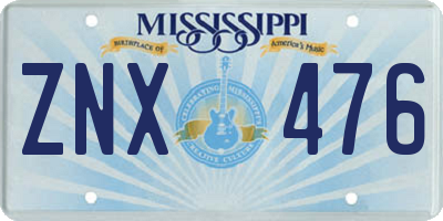 MS license plate ZNX476