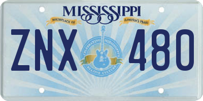 MS license plate ZNX480