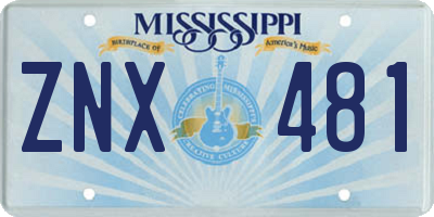 MS license plate ZNX481