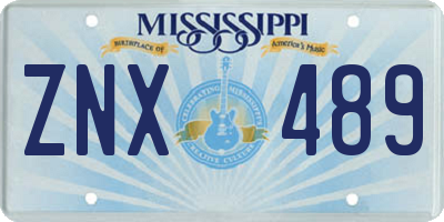 MS license plate ZNX489