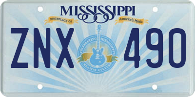 MS license plate ZNX490