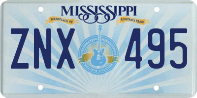 MS license plate ZNX495