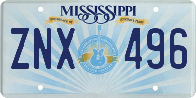 MS license plate ZNX496