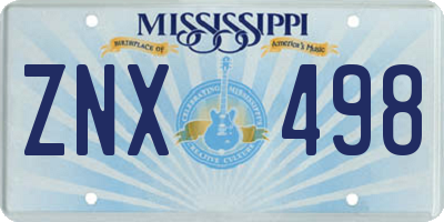 MS license plate ZNX498