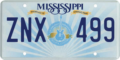 MS license plate ZNX499