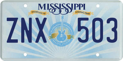 MS license plate ZNX503