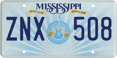 MS license plate ZNX508