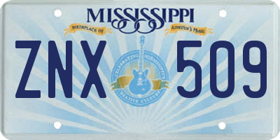 MS license plate ZNX509